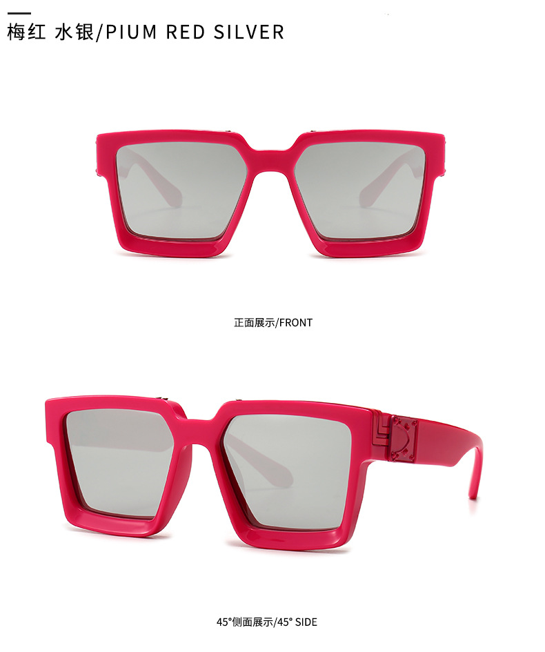 Lunettes De Soleil Carrées Grand Modèle Géométriques Européennes Et Américaines De Couleur Unie display picture 10