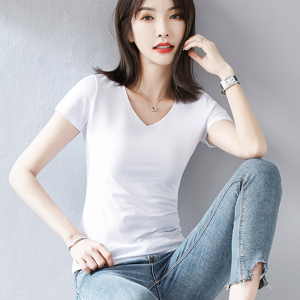 Spring cotton sexy short T-shirt