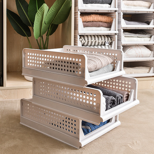 Wardrobe storage wardrobe layered partitions drawer-type storage box clothes folding storage basket storage rack folding clothes frame
