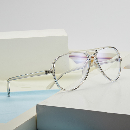 Radiation-proof and blue light blocking flat lenses with TR90 frame, large frame frog glasses, decorative street photography eyeglass frames
