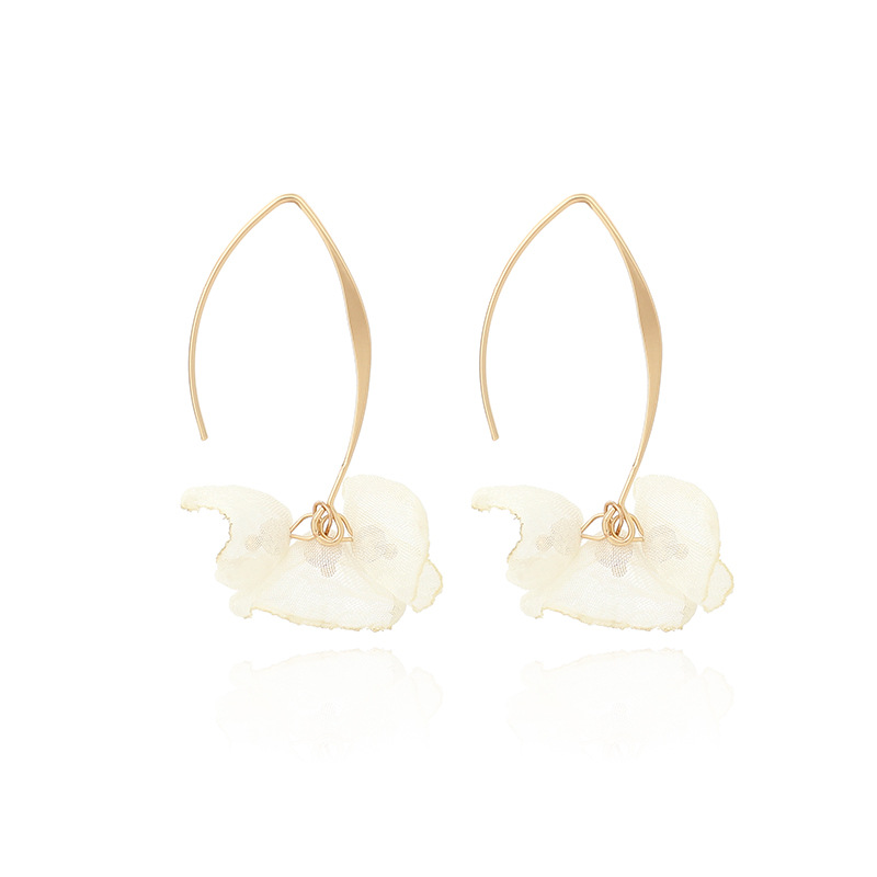 4g Weight Earrings Classification Housewarming, Anniversary, Business, Wedding, Travel, Birthday, Festival Occasion Alloy Material Flower Pattern Women'S Gender Sweet Style Rose Red, White, Beige, Pink, Red, Green, Blue, Yellow, Black Color Korean Summer New Lace Mesh Flower Earrings Color Petal Earrings Wholesale Nihaojewelry 34