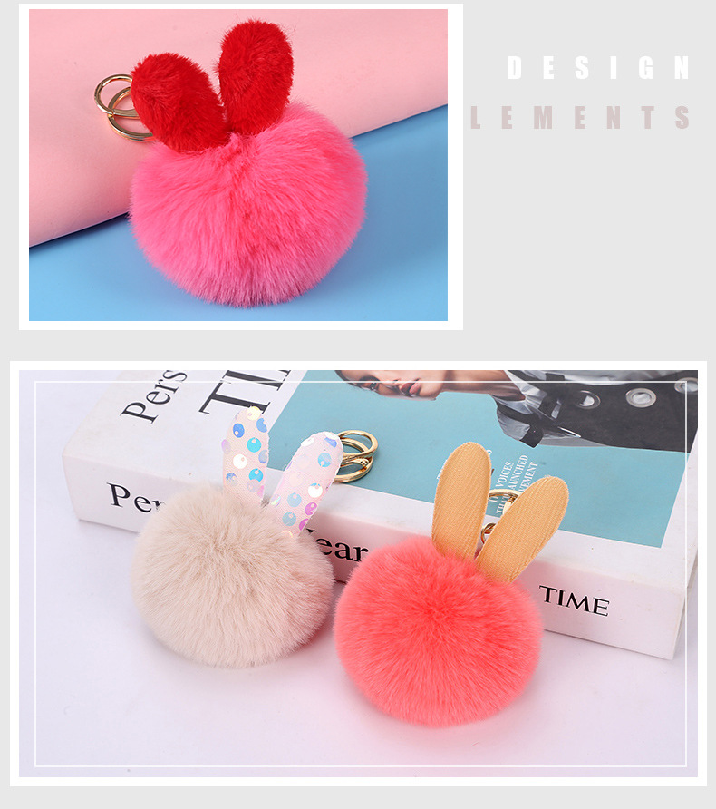 Cartoon Style Bunny Ears Alloy Plush Plating Bag Pendant Keychain display picture 4