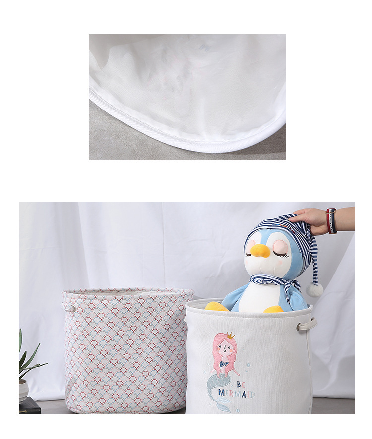 Cartoon Mermaid Printing Cotton And Linen Home Storage Bucket Wholesale Nihaojewelry display picture 5