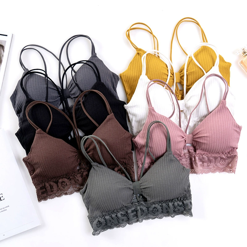 Lace Tube Top Bralette, Push-Up Wireless Bra Top, French-Style, One Size (Women)
