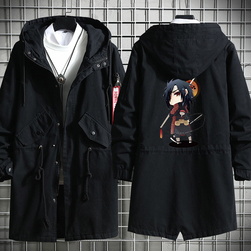 Naruto sasuke yuzhibo familia kakashi dibujos animados otoño e invierno grueso hombres y mujeres estudiante pareja gabardina image 23