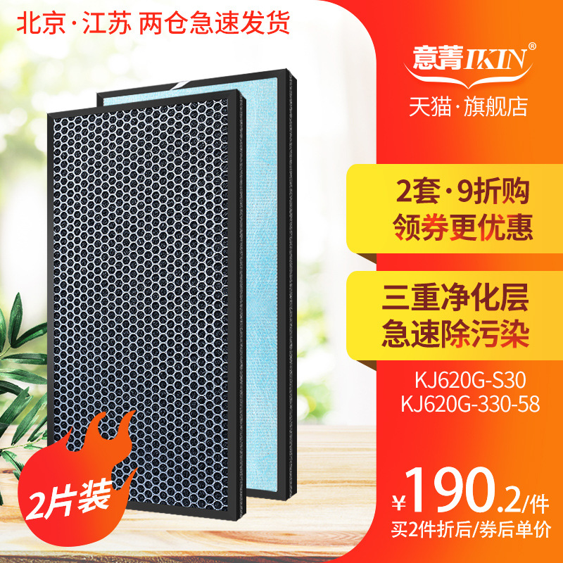 适配苏泊尔空气净化器KJ620G-S30 KJ620G-S30-58过滤网复合滤芯