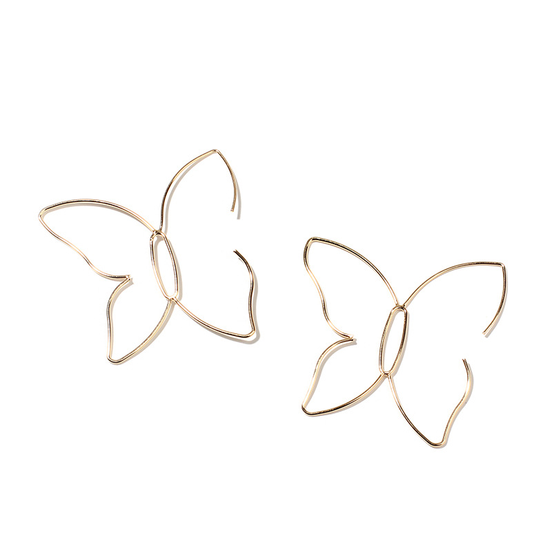 5g Weight Earrings Classification Wedding, Travel Occasion Women'S Gender Fashion Style White, Gold Color Fashion Simple Butterfly Line Hollow Earrings Simple And Large Earrings Wholesale Nihaojewelry 6