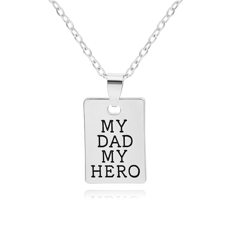 Letter, Rectangle Pattern Creative Letters My Dad My Hero Pendant Keychain Alloy Pendant
