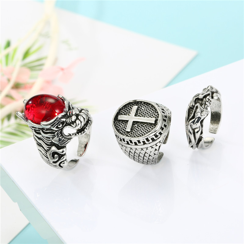 Retro Ruby Dragon Metal Open Ring display picture 1