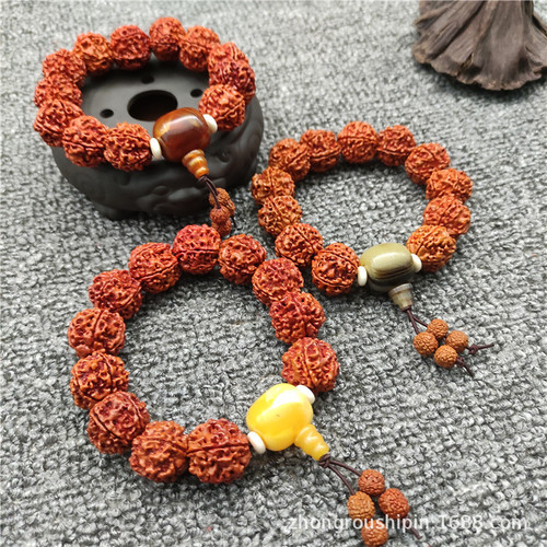 Nepalese Bodhi Beads Bracelet with Five Petals 20mm, with Accessories, Wholesale Bodhi Seeds Buddhist Rosary Beads Necklace