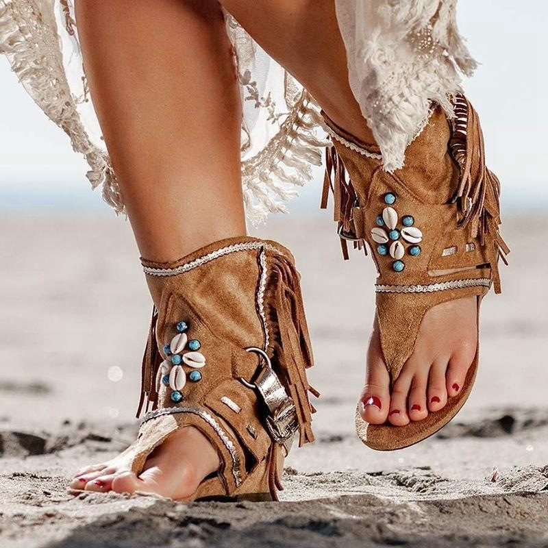 Foreign trade large size shoes for women 2021 European and American autumn wedge heel clip toe tassel low tube Roman shoes wish Amazon