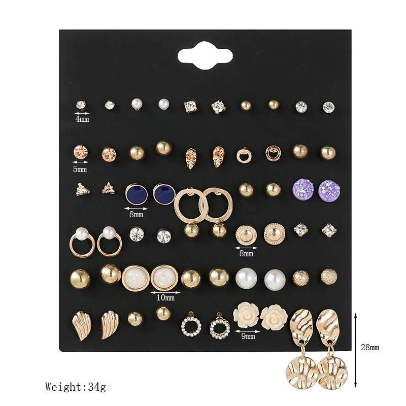 New 30 Pairs Irregular Circle Geometric Exaggerated Retro Alloy Earrings Set For Women display picture 1