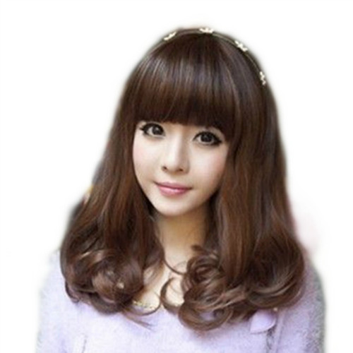Factory Wholesale Daily Korean Women's Pear Blossom Head Long Straight Hair Side Part Wavy Synthetic Hair Cap for Women, Drop Ship One Piece