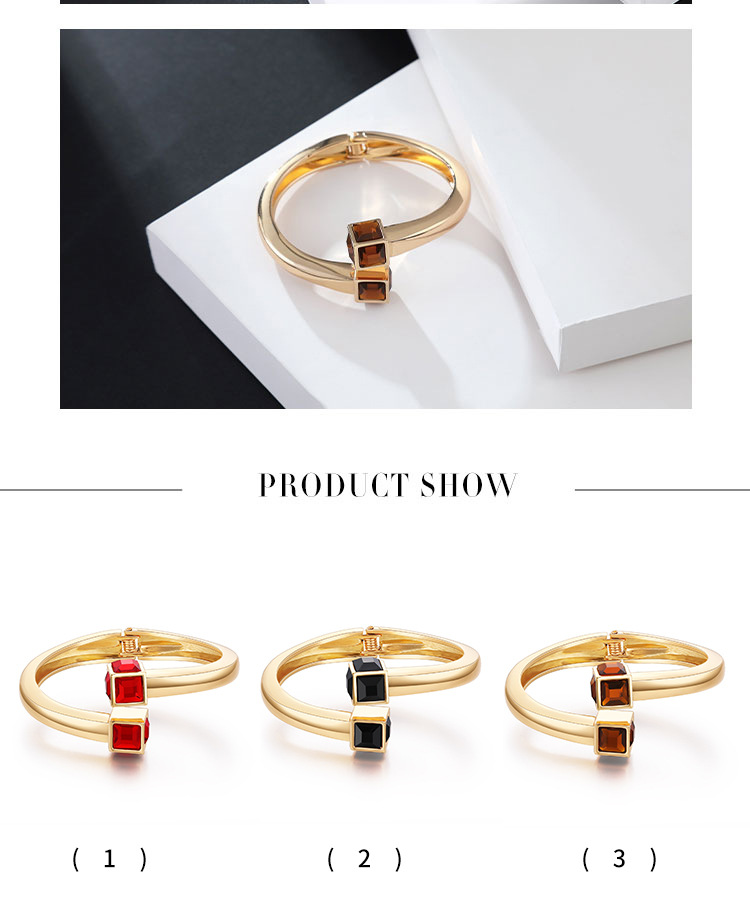 retro zircon square diamond multicolor gold-plated bracelet