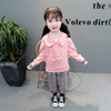 Demi-season solid sleeves, cute set, trousers, 2021 collection, western style, Korean style, children's clothing