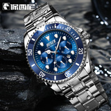 Стальной ремешок, водонепроницаемые часы, спортивный кварцевый модный механический календарь