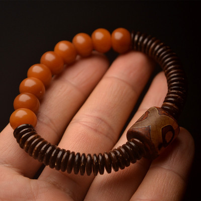 2pcs White Bodhi Root Dzi Beads Accessories Buddhist Bracelets Men and women god luck jewelry gift Bracelets