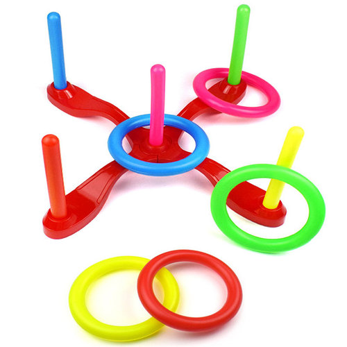 Children's toy cross 5 rings toss set, creative intellectual fitness equipment, parent-child throw ring sport toy