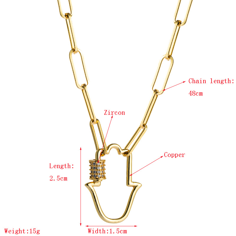 Fashion New  Punk Hip Hop Copper Inlaid Zircon Plated Real Gold Thick Chain Fine Clavicle Chain Necklace Nihaojewelry Wholesale display picture 1