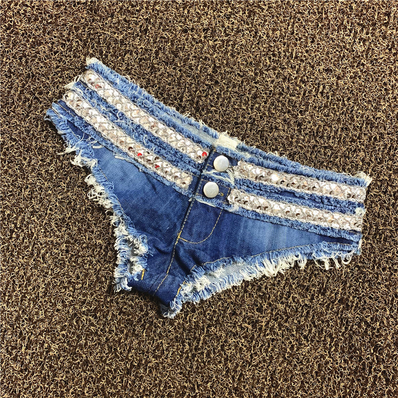 Skinny Jeans Ripped Pants Women's Slim Hong Kong Style Super Shorts Peach Hip Ultra Low Waist Nightclub Sexy Beach Hot Pants