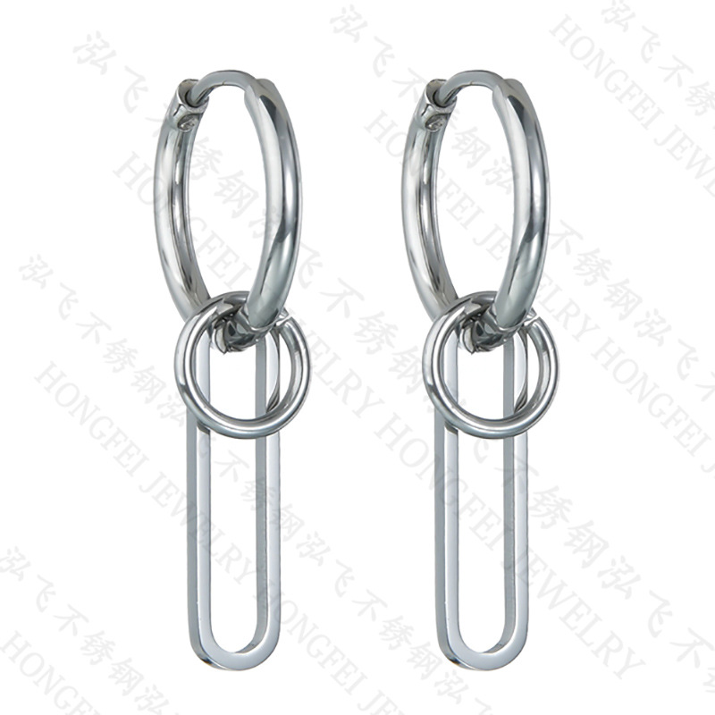 Retro New Simple Circle  Stainless Steel  Pendant Earrings display picture 3