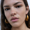 Golden metal long earrings, accessory, European style, simple and elegant design