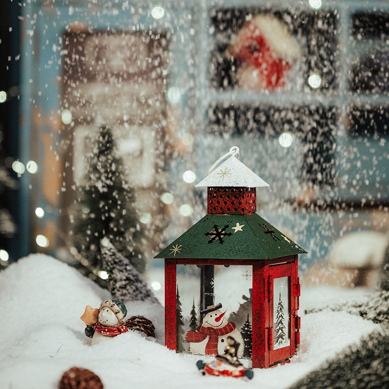 Retro estilo americano decoración de lámpara de viento a prueba de viento candelabros colgantes decoración de navidad muñeco de nieve viejo