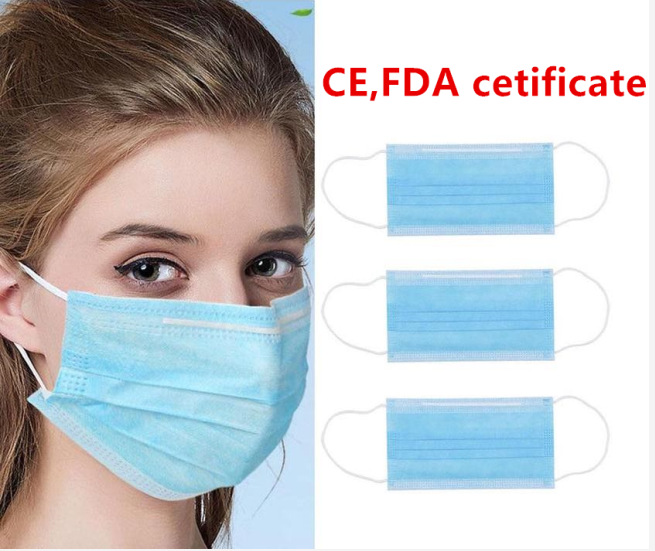 3层facemask一次性防护口罩独立包装CE FDA认证出口代发国际物流