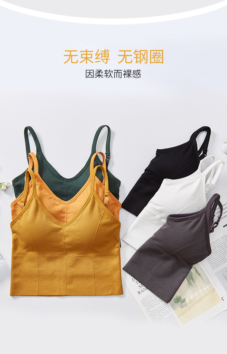 The same U-shaped beauty back-hugging, strapless and body-hugging yoga sports vest and women's halter bra as the Internet celebrity Kaka detail image 7
