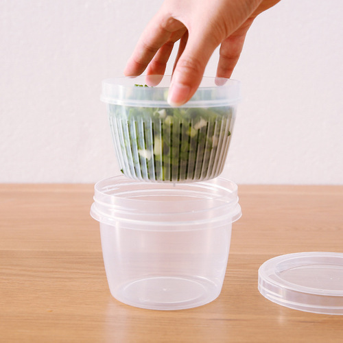 厨房葱花保鲜盒冰箱装葱姜蒜食品收纳盒塑料透明沥水食物密封盒子
