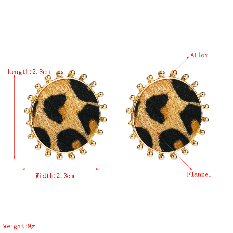 Simple Round Alloy Leopard Print Flocking Earrings display picture 1