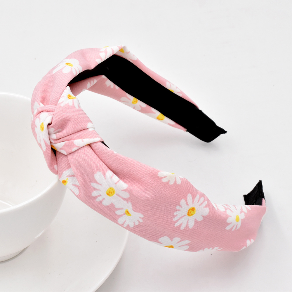 Kleines Gänseblümchen-haarband Korean Fashion Fabric Knotted Pressed Hair Flower Stirnband Großhandel display picture 5