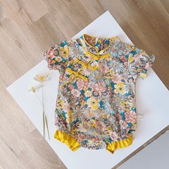 Baby floral diaper cover 0-2 years summer girl baby ethnic style onesie first birthday dress baby clothes trendy