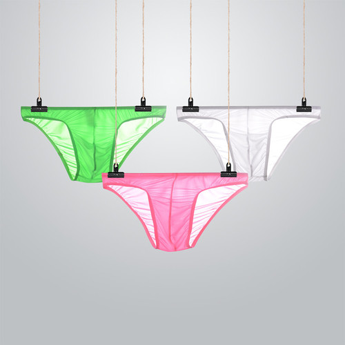 Men's underwear, men's ice silk briefs, low-waisted sexy translucent briefs, summer breathable and cool pants
