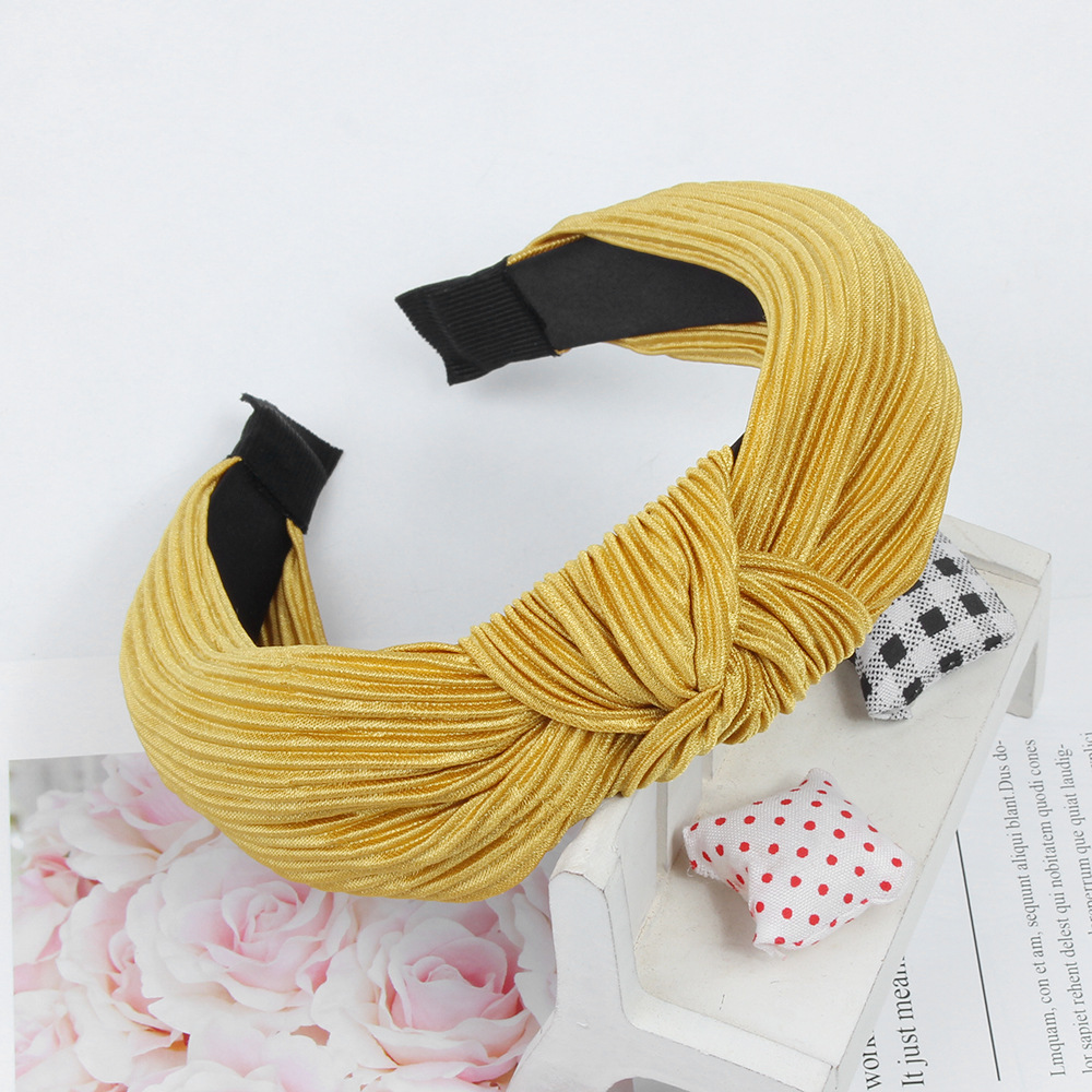 New Fashion Crepe Wave Korean Knitted Fabric Cross Knotted Headband Nihaojewelry Wholesale display picture 5