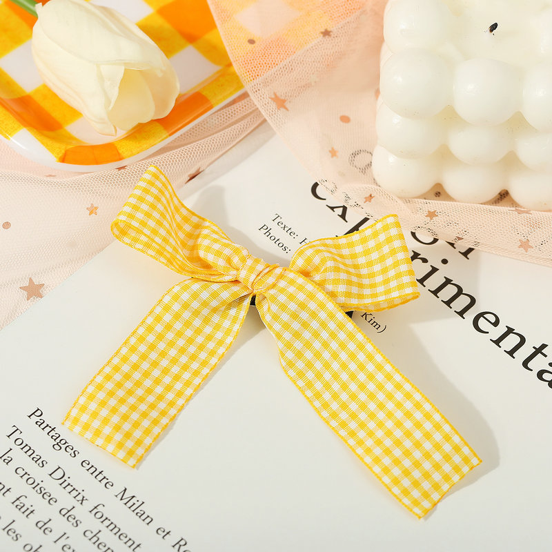 Candy Color Plaid Bow Hairpin Cute Bangs Clip Hairpin Side Clip Wholesale Nihaojewelry display picture 6