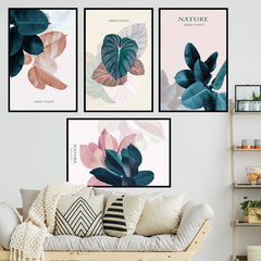 Wall sticker in a light luxury style with leaves, pink, refreshing bedroom, bedside, entrance, wallpaper decoration, and beautiful.