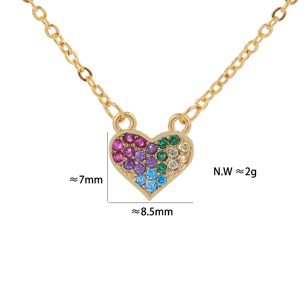 Women'S Gender Wholesale Jewelry Fashion Heart Copper Diamond Pendant Necklace