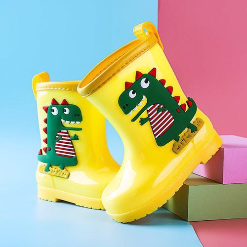 Children's Dinosaur Rain Boots, Unisex Toddler Slip-Resistant and Fleece-lined Baby Rain Boots, Kids' All-Season Water Rain Boots