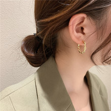 韓國麻花耳圈簡約S925銀針耳環冷淡風女氣質耳墜個性簡約耳飾批發