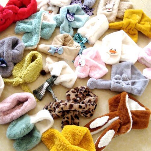 特价韩版新款秋冬儿童围巾男女童卡通毛绒围巾宝宝保暖围脖批发|ru