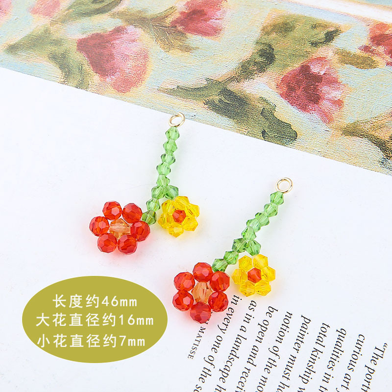 10 Piezas/Paquete Cristal De Imitación Vidrio Flor Fresa Colgante display picture 15