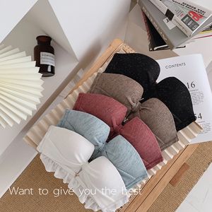 原创内衣女薄小胸聚拢调整型文胸套装无钢圈防滑性感裹胸抹胸罩