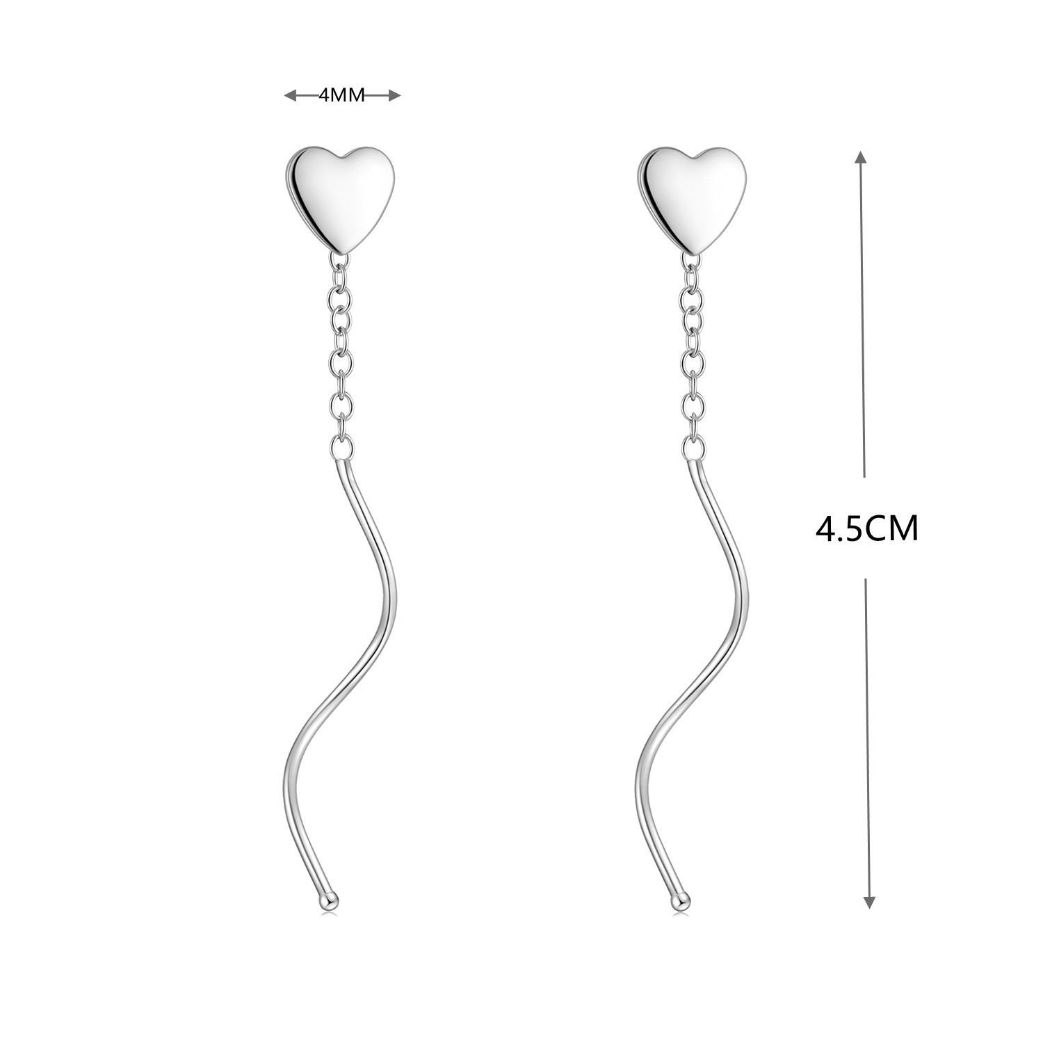 4g Weight 925 Sterling Silver Ear Needle Material Ear line Classification 1 Pair Quantity Holiday, Daily Occasion 925 Sterling Silver Material Geometric, Star, Heart Shape Pattern Women's Gender Casual, Simple Style Style 1 Pair 925 Sterling Silver Geometric Star Heart Shape Ear Line 13