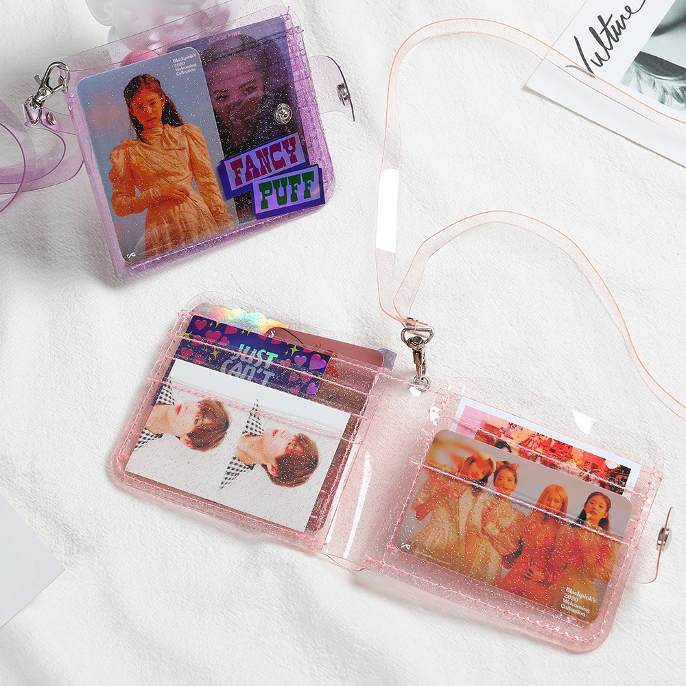 Jelly Laser Coin Purse Transparent Hanging Portable Card Holder10.7*9.5cm display picture 4