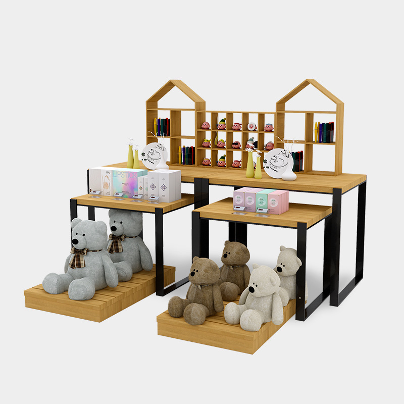 饰品货架玩具饰品文具展示架小堆头精品超市钢木货架