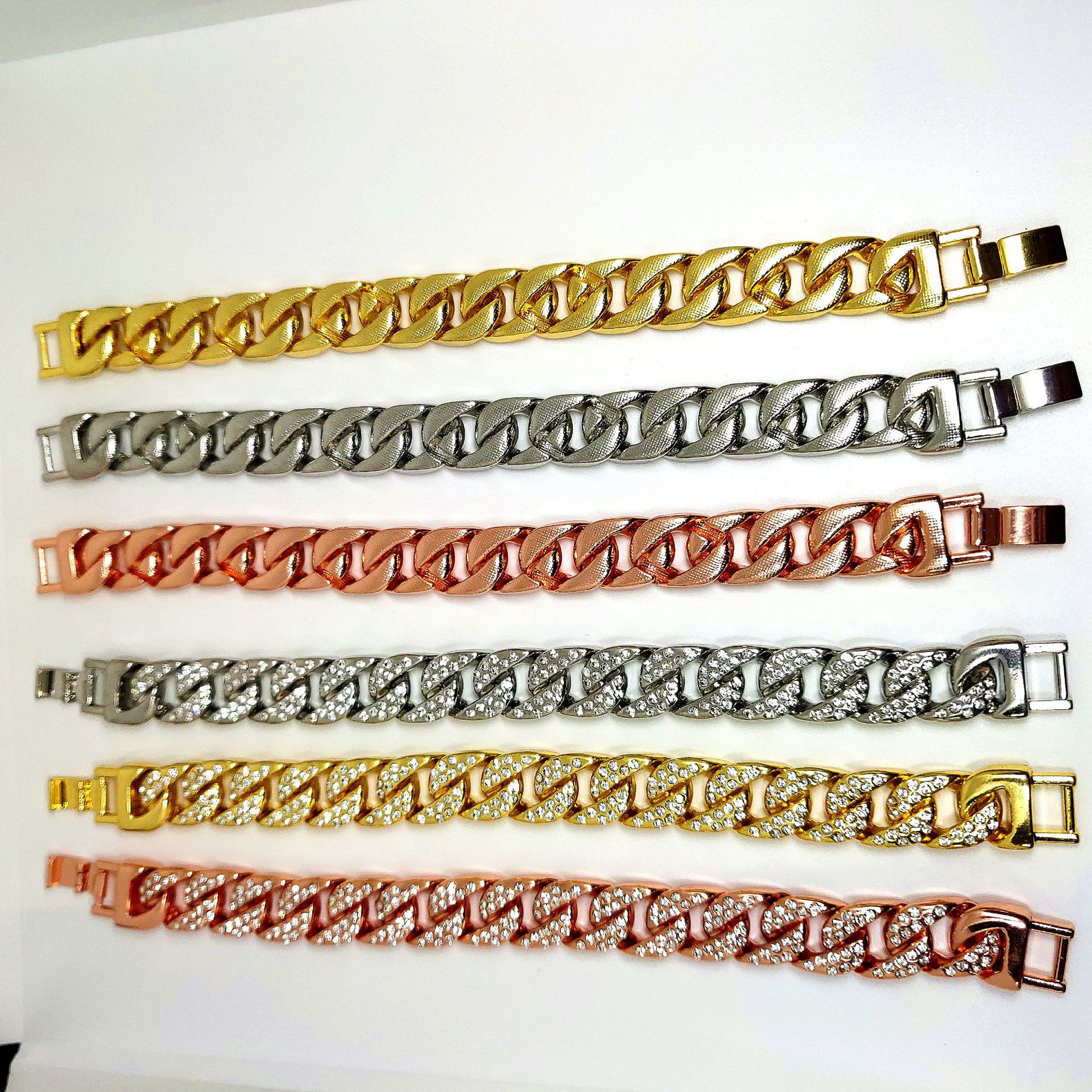 Cuban Diamond Bracelet And Gold Plated Necklace For Men And Women_voghion.com