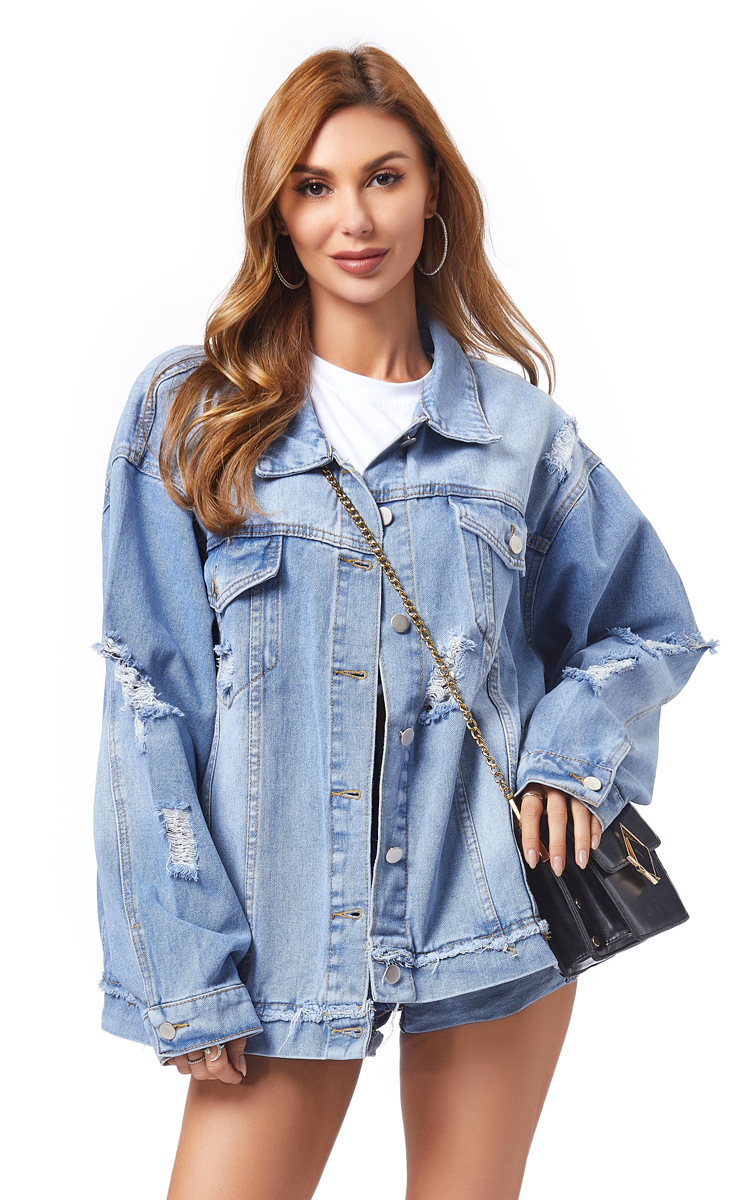 ripped fashion denim jacket NSSY19657