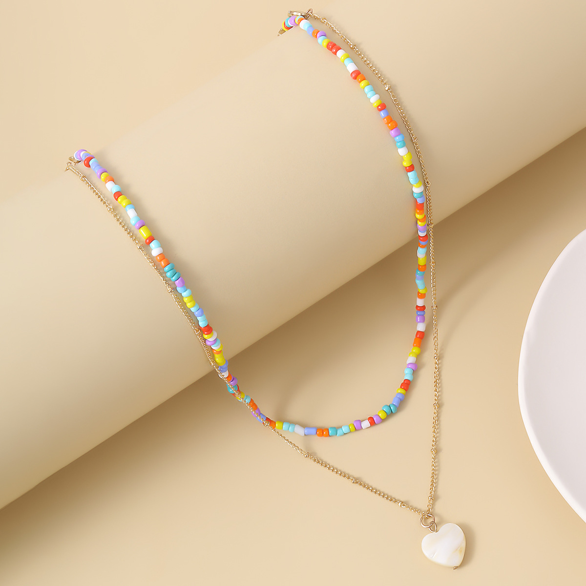 Fashion Wild Beaded Clavicle Chain Geometric Color Rice Bead Alloy Necklace display picture 5