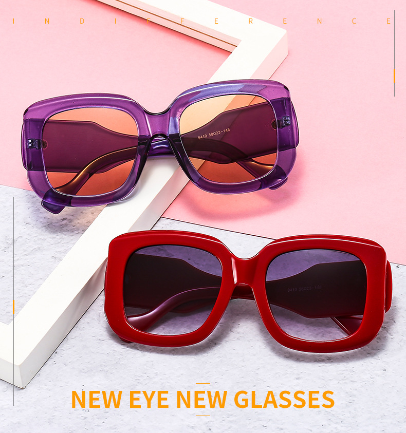 60g Weight Full Frame Glasses Structure Sunglasses Classification Fashion Solid Color Ac UV400 Protection Square Full Frame Women's Sunglasses